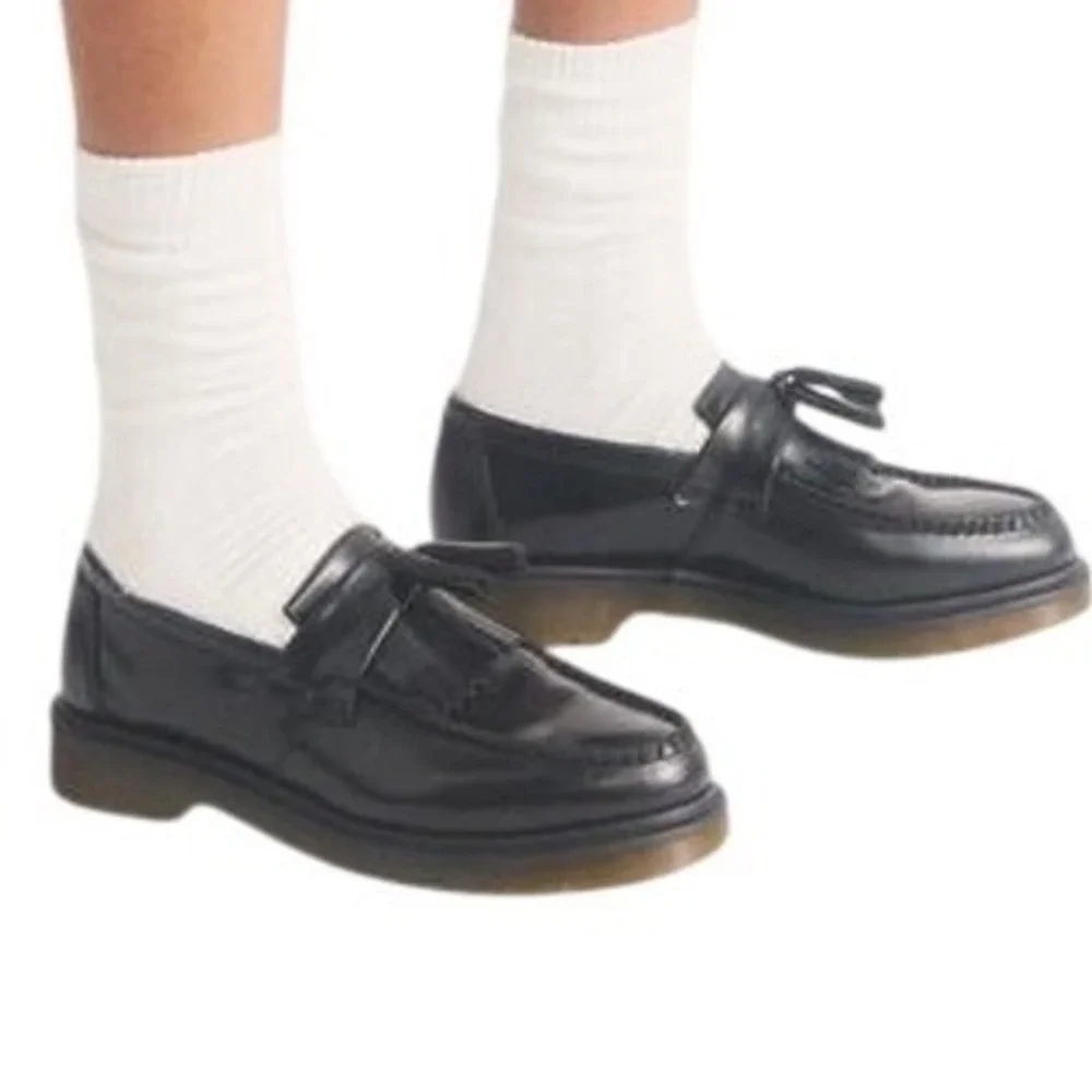 Dr. Martens Adrian Smooth Leather Tassel Loafer Shoes Black Womens Size 8 Mens 7